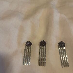 Set of 3 Small comb clips- Purple Crystal